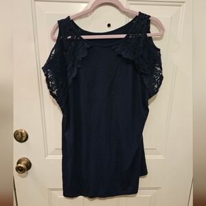 St. John's Bay Blue Cold Shoulder Blouse